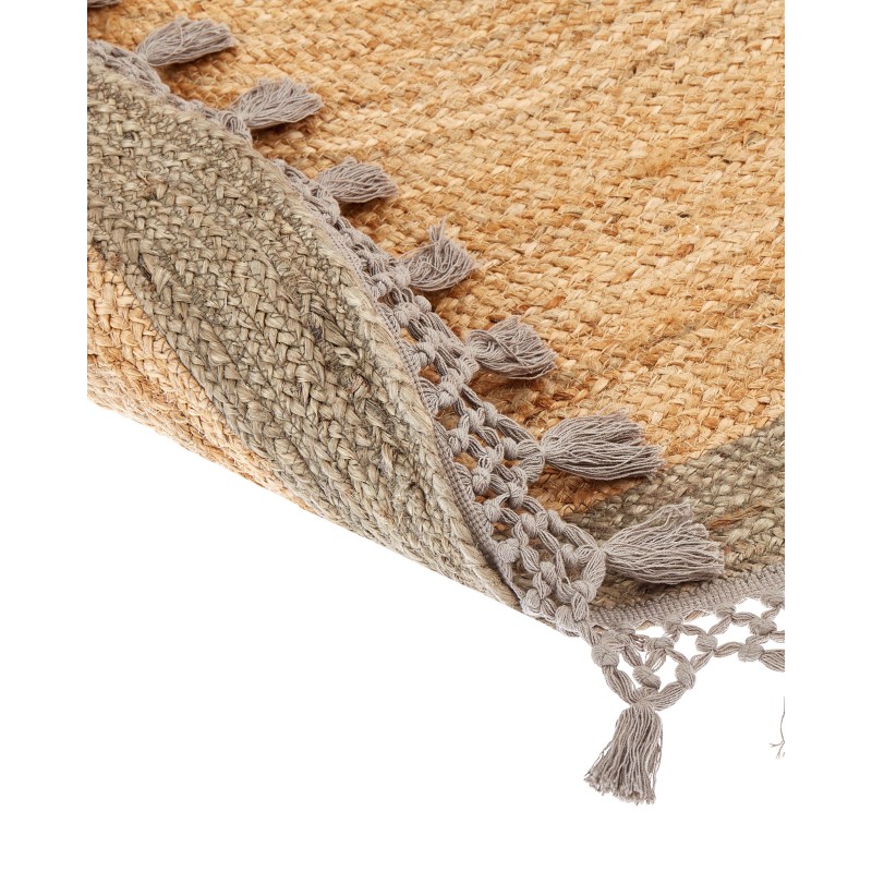 Dywan okrągły z juty ⌀ 140 cm beżowy z szarym MARTS