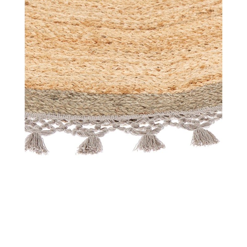Dywan okrągły z juty ⌀ 140 cm beżowy z szarym MARTS