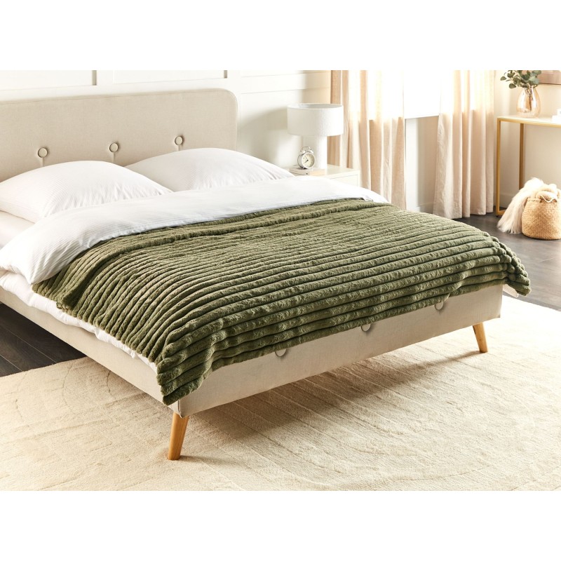 Narzuta na łóżko RAKYA Sztuczne futro 150 x 200 cm Zielony