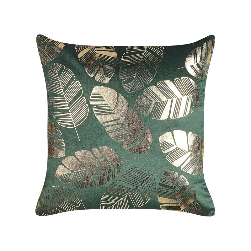 Zestaw 2 poduszek dekoracyjnych SUNFLOWER Welur 45 x 45 cm Ciemnozielony Wzór roślinny