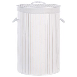 Kosz bambusowy z pokrywą biały SANNAR