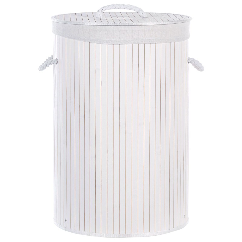 Kosz bambusowy z pokrywą biały SANNAR