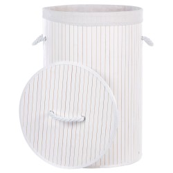 Kosz bambusowy z pokrywą biały SANNAR