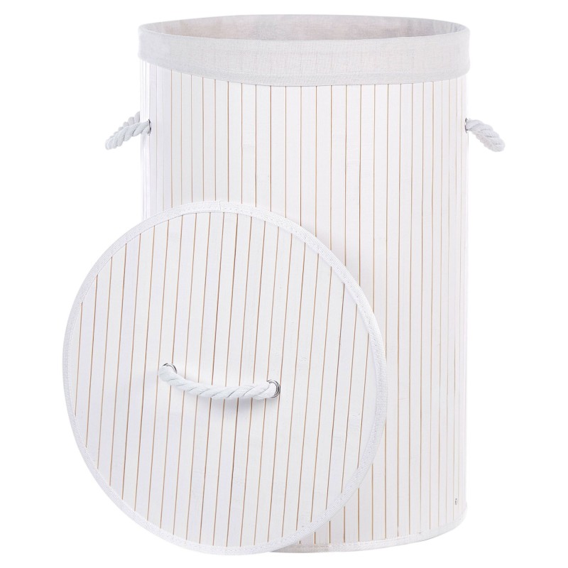 Kosz bambusowy z pokrywą biały SANNAR