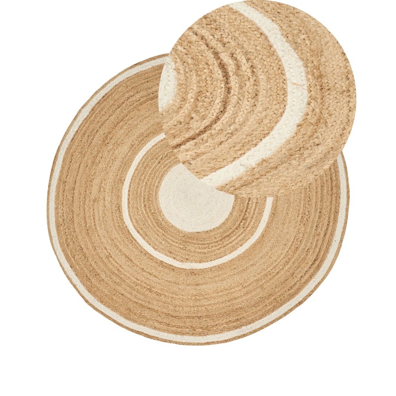 Dywan okrągły z juty ⌀ 140 cm beżowo-biały HALFELI