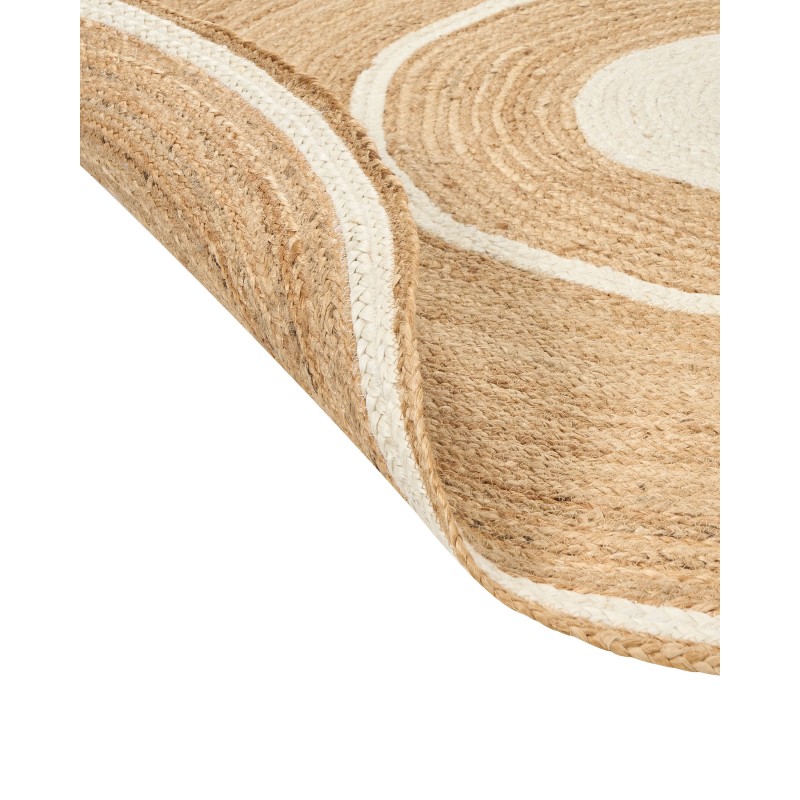 Dywan okrągły z juty ⌀ 140 cm beżowo-biały HALFELI