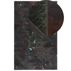 Dywan skórzany 140 x 200 cm brązowo-turkusowy ATALAN