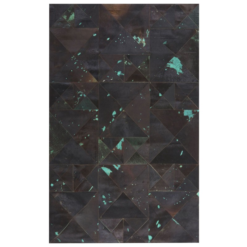 Dywan skórzany 140 x 200 cm brązowo-turkusowy ATALAN