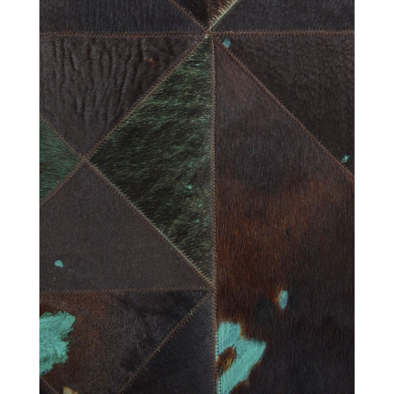 Dywan skórzany 140 x 200 cm brązowo-turkusowy ATALAN