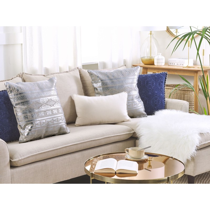 Zestaw 2 poduszek dekoracyjnych OUJDA Bawełna 50 x 50 cm Srebrny Wzór geometryczny