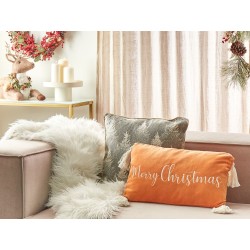 Poduszka dekoracyjna LITHOPS Welur 30 x 50 cm Pomarańczowy Wzór świąteczny