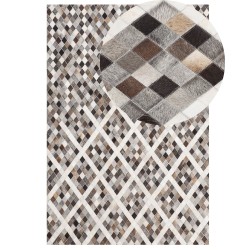 Dywan patchwork skórzany 160 x 230 cm szaro-brązowy AKDERE