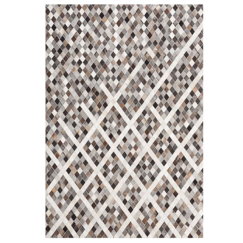 Dywan patchwork skórzany 160 x 230 cm szaro-brązowy AKDERE