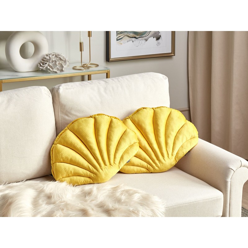 Zestaw 2 poduszek dekoracyjnych CONSOLIDA Welur 47 x 35 cm Żółty Jednolity