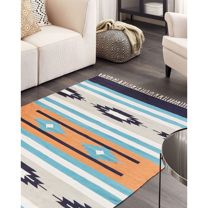 Dywan bawełniany kilim 140 x 200 cm wielokolorowy NORATUS