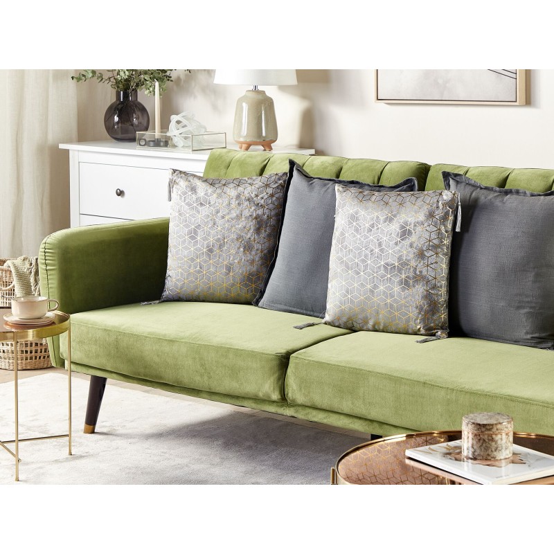 Zestaw 2 poduszek dekoracyjnych CAMELLIA 45 x 45 cm Szary Wzór geometryczny