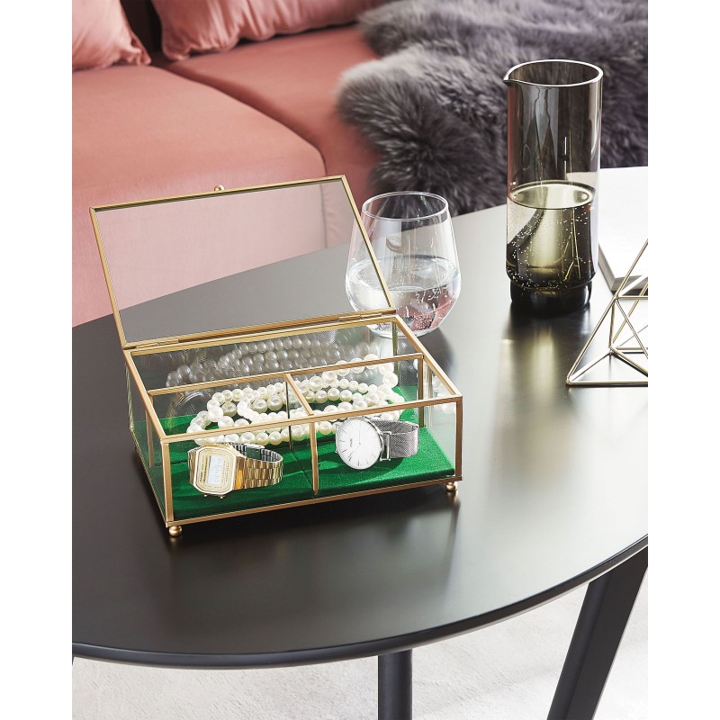 Szkatułka na biżuterię SAINTES Szkło Złoty