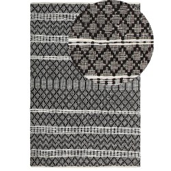 Dywan skórzany 140 x 200 cm czarny z beżowym FEHIMLI