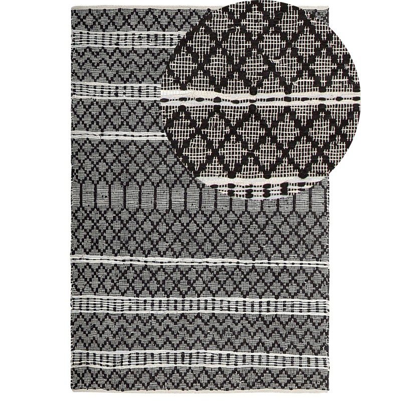 Dywan skórzany 140 x 200 cm czarny z beżowym FEHIMLI