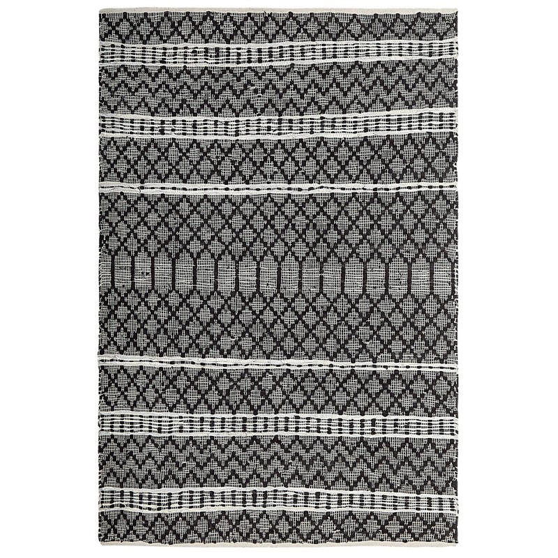 Dywan skórzany 140 x 200 cm czarny z beżowym FEHIMLI