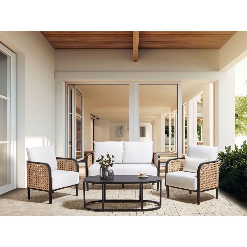 Zestaw ogrodowy ze stolikiem dla 4 osób MONTEFALCO Metal Biały