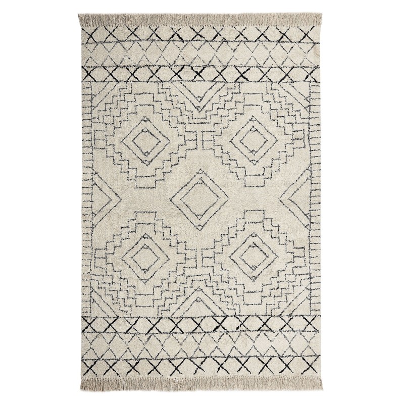 Dywan bawełniany 140 x 200 cm beżowo-czarny ZEYNE