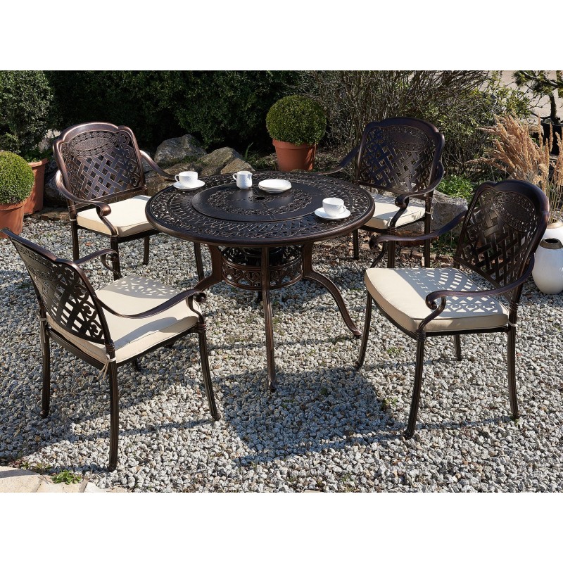 Stół ogrodowy MANFRIA 105 cm 105 cm Metal Ciemnobrązowy