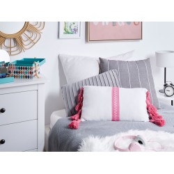 2 bawełniane poduszki dekoracyjne z frędzlami 30 x 50 cm biało-różowe LOVELY