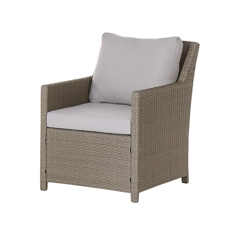 Zestaw ogrodowy ze stolikiem i otomaną dla 5 osób FONTI z poduszkami Technorattan Beżowoszary