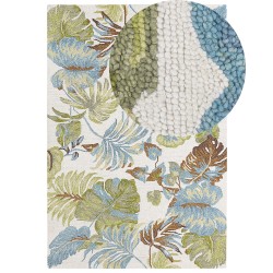 Dywan wełniany z motywem liści 160 x 230 cm wielokolorowy KINIK