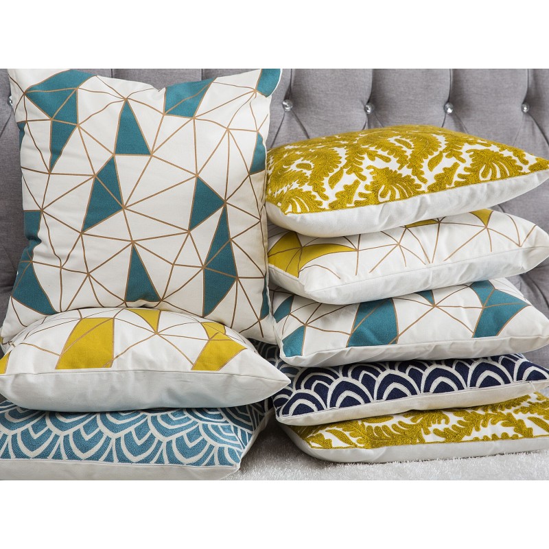 Zestaw 2 poduszek dekoracyjnych CLARKIA Bawełna 45 x 45 cm Niebieski Wzór geometryczny