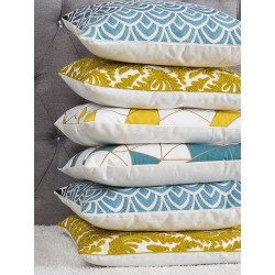 Zestaw 2 poduszek dekoracyjnych CLARKIA Bawełna 45 x 45 cm Niebieski Wzór geometryczny