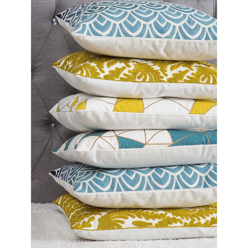 Zestaw 2 poduszek dekoracyjnych CLARKIA Bawełna 45 x 45 cm Niebieski Wzór geometryczny