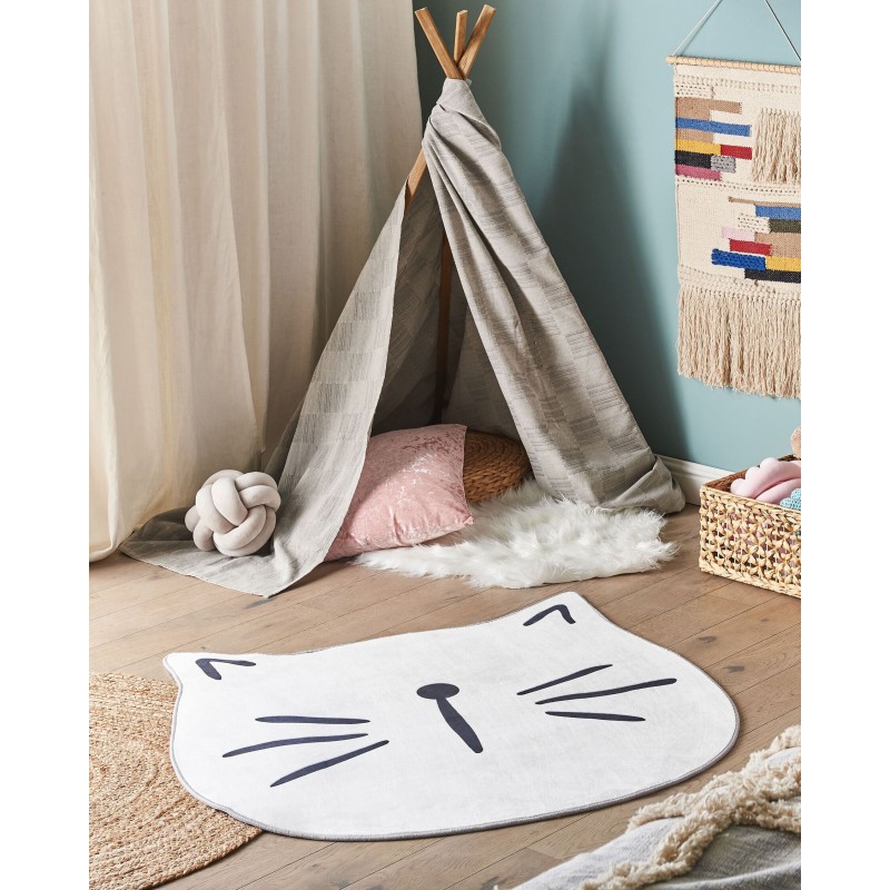 Dywan dziecięcy kot ⌀ 100 cm biały KITTY