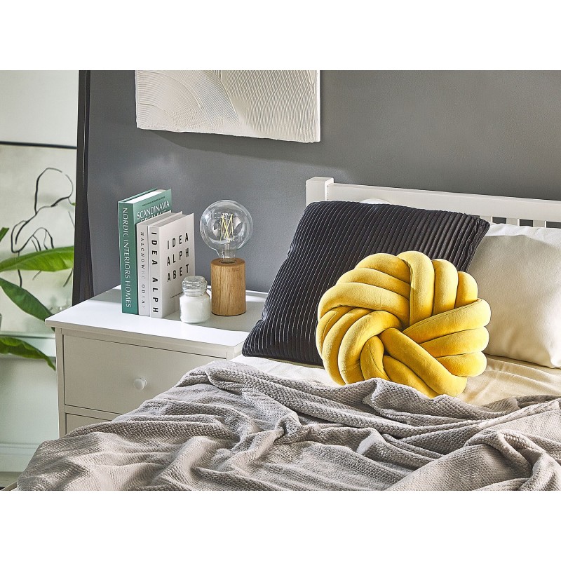 Poduszka dekoracyjna AKOLA Welur 30 x 30 cm Musztardowy Jednolity