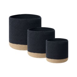 Zestaw 3 koszy BASIMA Bawełna Czarny