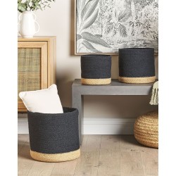 Zestaw 3 koszy BASIMA Bawełna Czarny