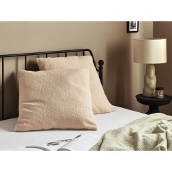 Zestaw 2 poduszek dekoracyjnych LEUZEA Boucle 60 x 60 cm Piaskowy Jednolity