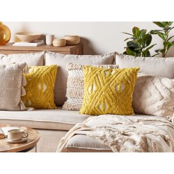 Poduszka dekoracyjna ALCEA Bawełna 45 x 45 cm Żółty Wzór geometryczny