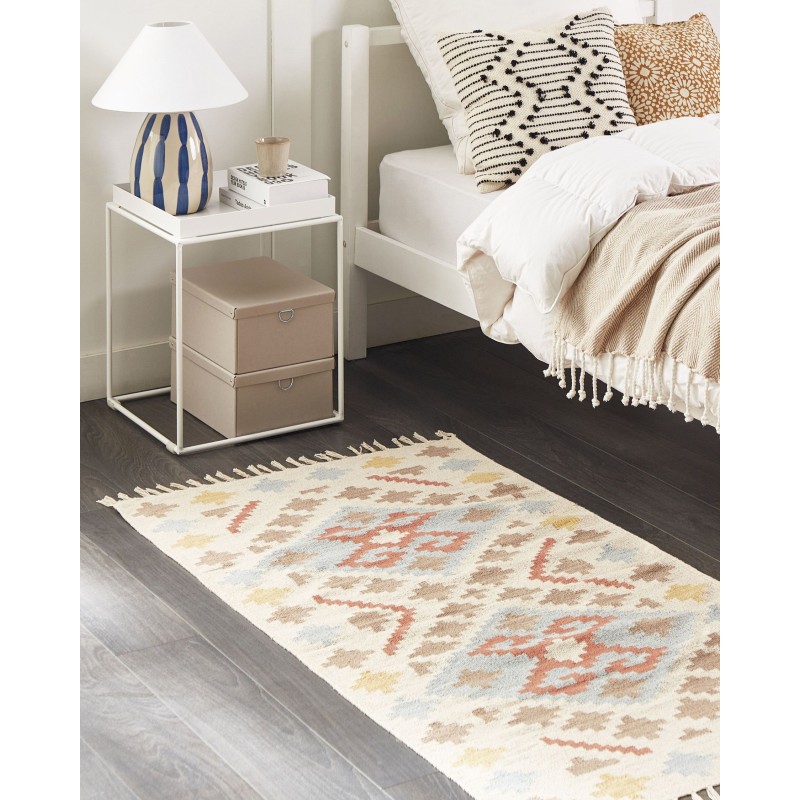 Dywan bawełniany kilim 80 x 150 cm wielokolorowy ATAN