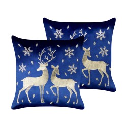 Zestaw 2 poduszek dekoracyjnych MERINGUE Welur 45 x 45 cm Ciemnoniebieski Wzór świąteczny
