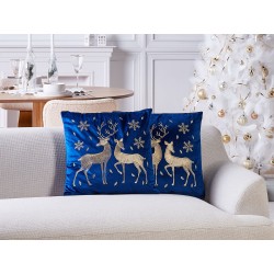Zestaw 2 poduszek dekoracyjnych MERINGUE Welur 45 x 45 cm Ciemnoniebieski Wzór świąteczny