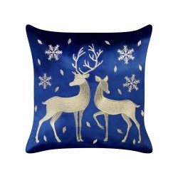 Zestaw 2 poduszek dekoracyjnych MERINGUE Welur 45 x 45 cm Ciemnoniebieski Wzór świąteczny
