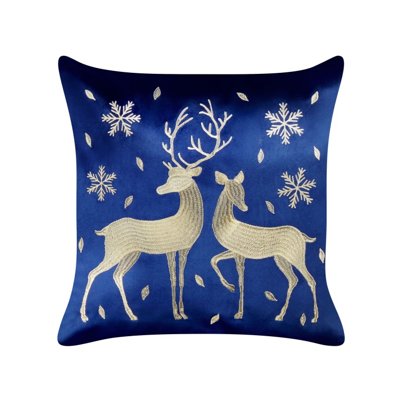 Zestaw 2 poduszek dekoracyjnych MERINGUE Welur 45 x 45 cm Ciemnoniebieski Wzór świąteczny