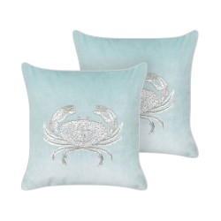 Zestaw 2 poduszek dekoracyjnych BOSSIELLA Welur 45 x 45 cm Błękitny Wzór zwierzęcy