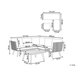 Narożnik ogrodowy ze stolikiem dla 5 osób ALCAMO Lewostronny Drewno akacjowe Jasnobeżowy
