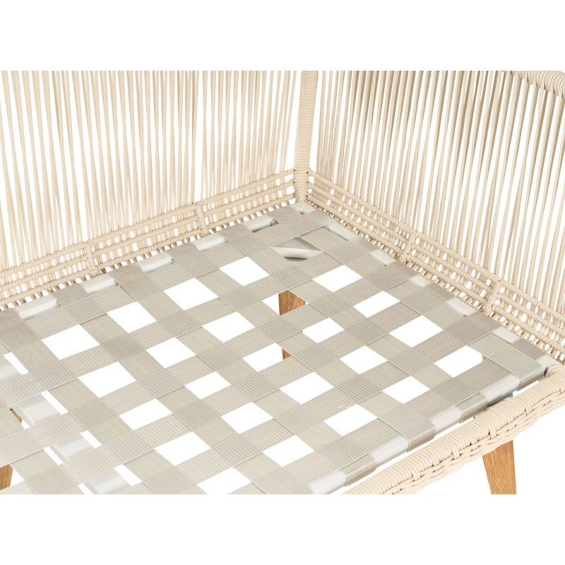 Narożnik ogrodowy ze stolikiem dla 5 osób ALCAMO Lewostronny Drewno akacjowe Jasnobeżowy