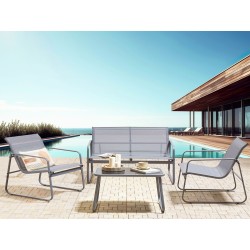 Zestaw ogrodowy ze stolikiem dla 4 osób BARREA Metal Szary