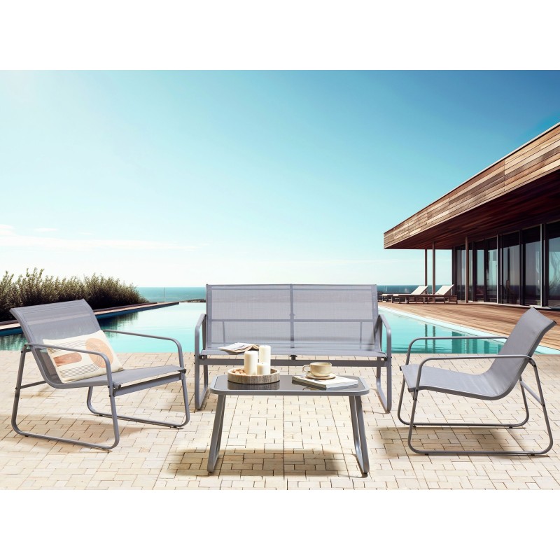 Zestaw ogrodowy ze stolikiem dla 4 osób BARREA Metal Szary