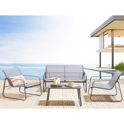 Zestaw ogrodowy ze stolikiem dla 4 osób BARREA Metal Szary
